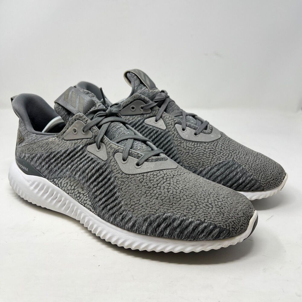 MENS ADIDAS ALFABOUNCE HPC AMS M GRAY WHITE REFLECTIVE SZ 11